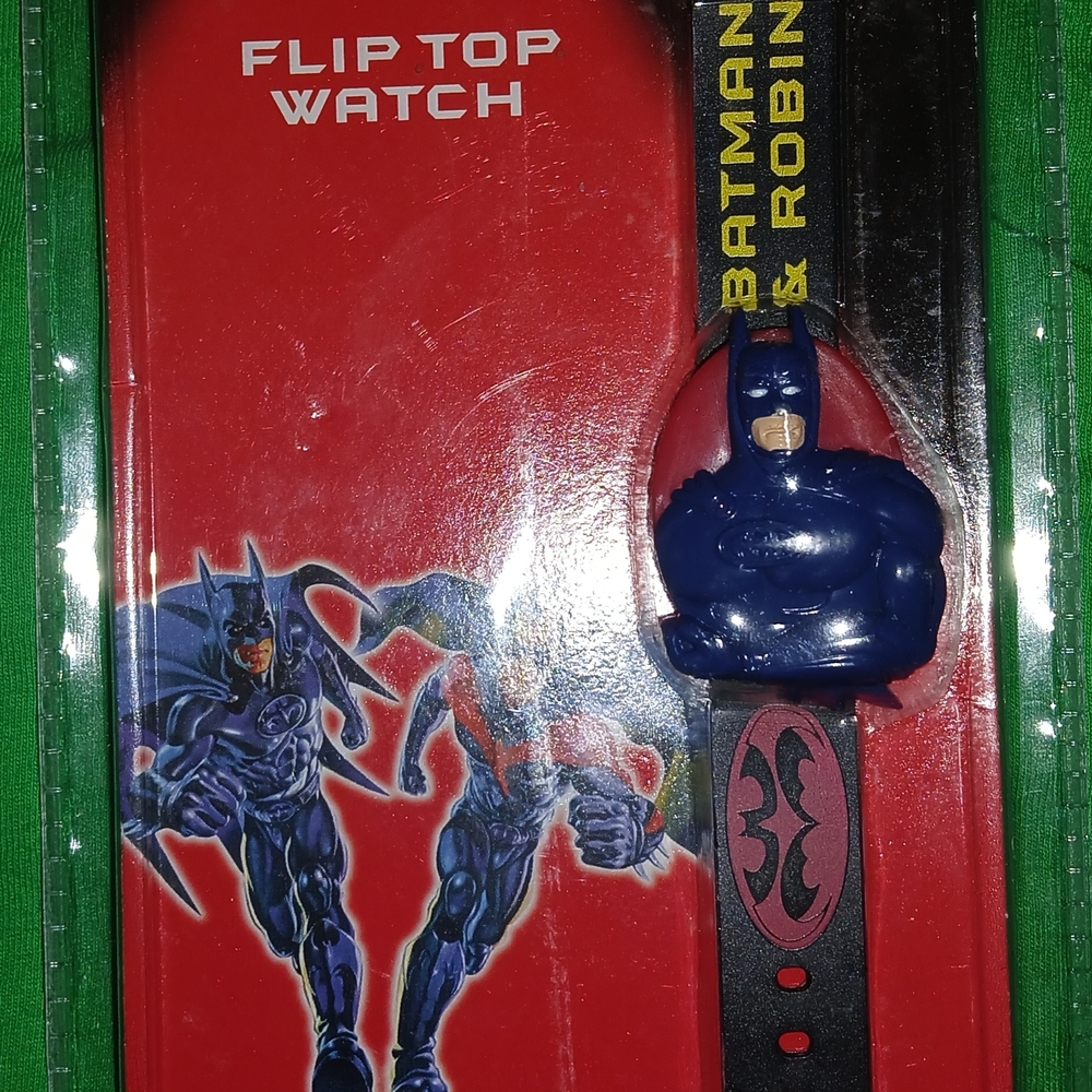 New Sealed Vintage 1997 Batman & Robin Flip Top Watch
